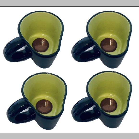 Tabitha Brown Avocado Shaped Stoneware Coffee Mug Cup Green 16 Ounce Set of 4 - Picture 1 of 9